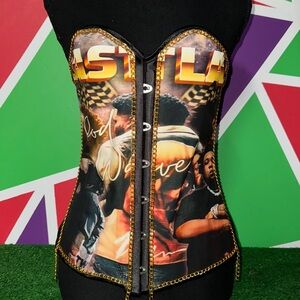 Rod wave Graphic Corset Top with Gold Accents